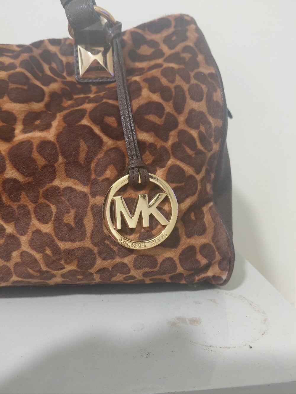 Michael Kors Brown Leopard Print Satchel Shoulder Hand Bag - Picture 5 of 13